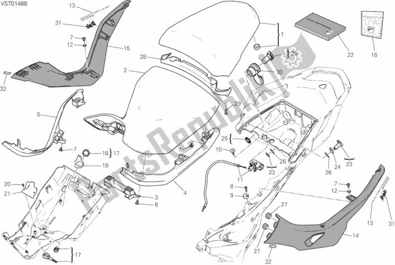 All parts for the Seat of the Ducati Multistrada 1200 S D-air 2017